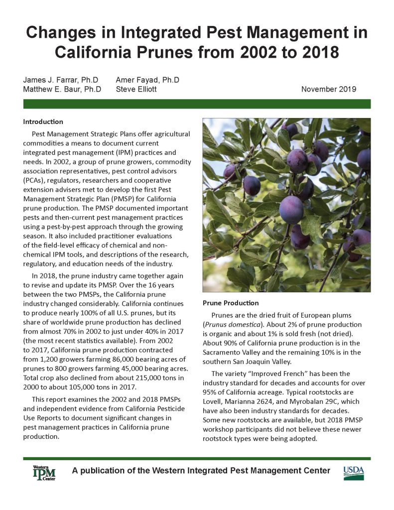 The front cover of the prune report