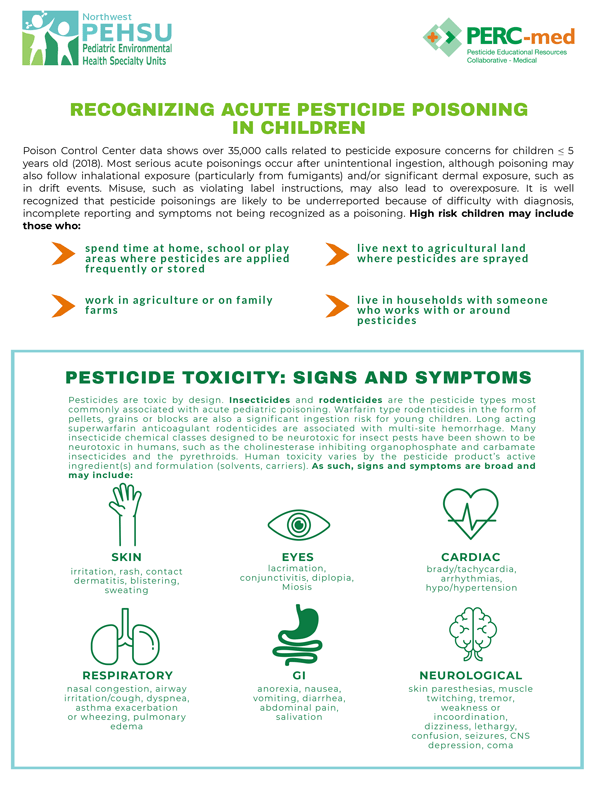 A PERC-med flier showing possible symptoms of pesticide exposure.