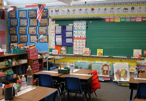 An elementary school classroom.
